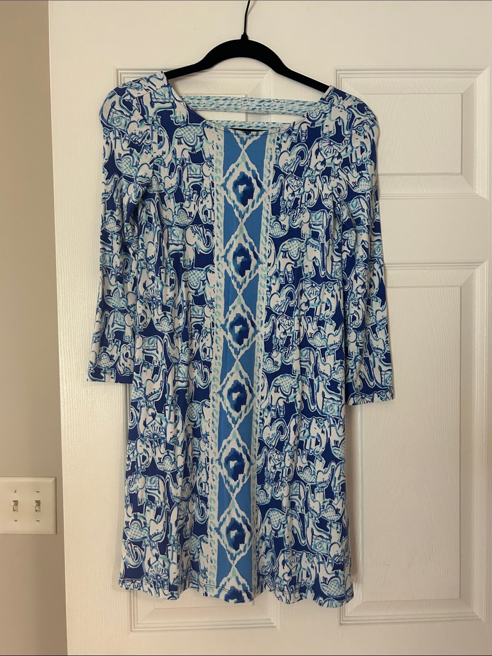 Lilly Pulitzer Blue & White Printed Midi Dress